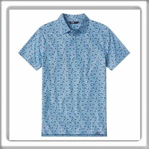 Barbell Apparel Performance Print Polo Short Sleeve Size Large Triathlon Blue